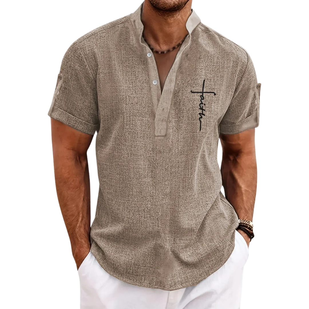 Chemise élégante à manches courtes et col montant