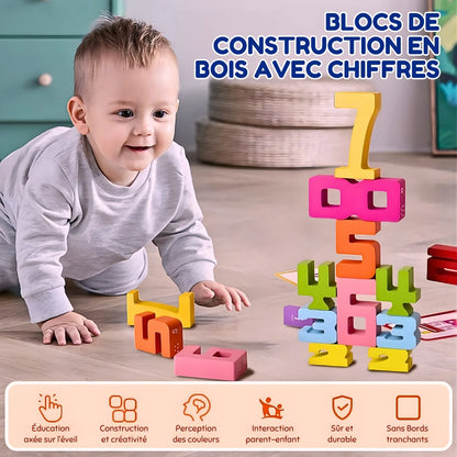 Blocs de Construction en Bois avec Chiffres