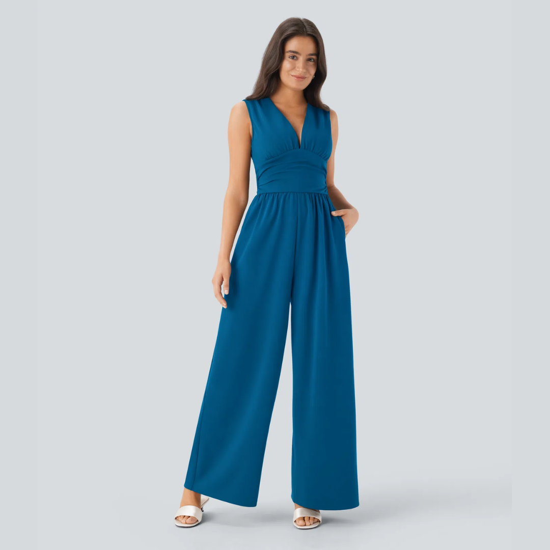 Eleganter ärmelloser Overall aus Satin