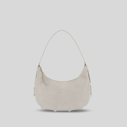 Halbmondförmige Tasche aus kaffeefarbenem Wildlederimitat