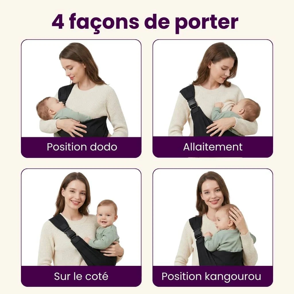 Porte-bébé bandoulière ergonomique léger et confortable