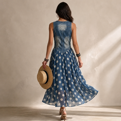 Fließendes Kleid mit Punkten für Damen