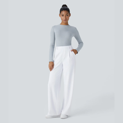 Pantalon large taille haute femme