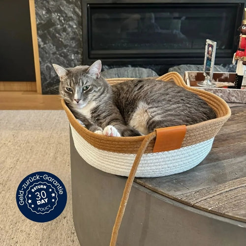 Katzenkorb aus Naturfasern