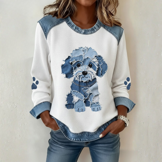 Blouse Patchwork avec Imprimé Chien
