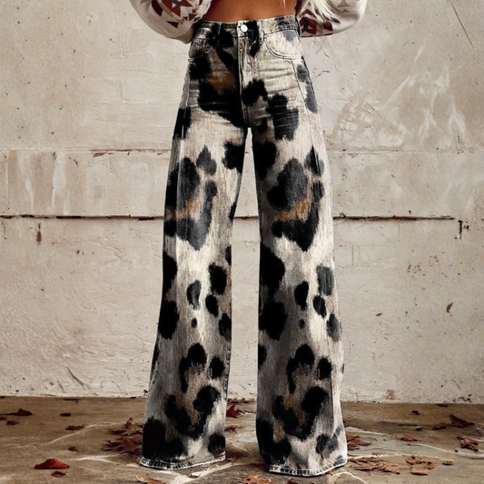 Pantalon large femme imprimé vintage