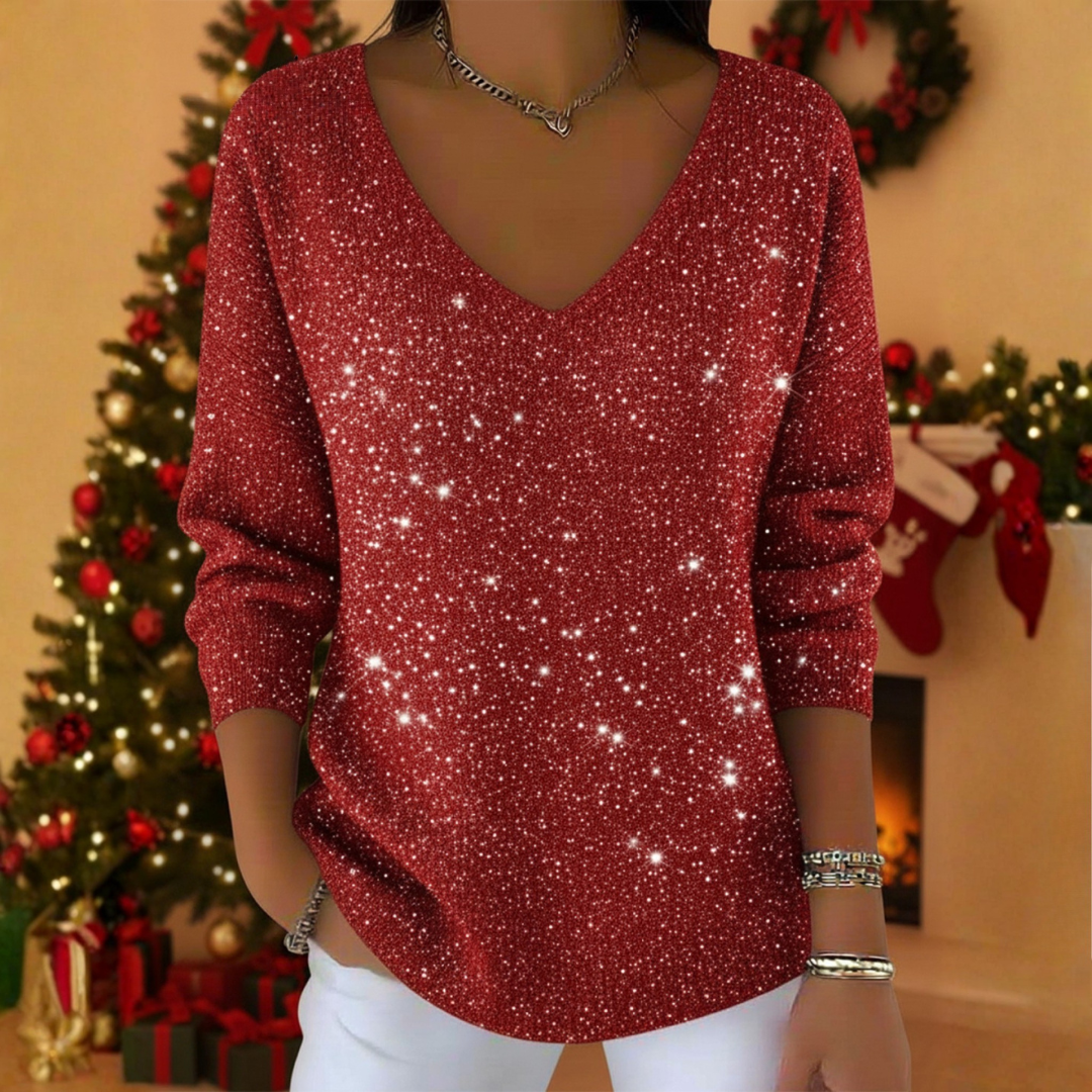 Festlicher Pullover mit V-Ausschnitt
