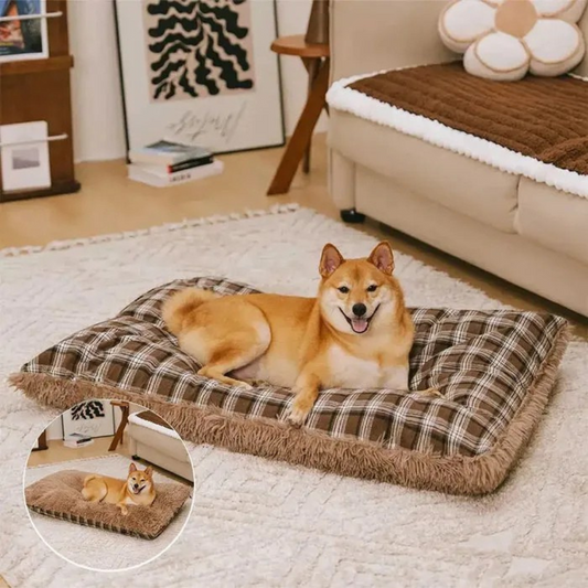 Tapis réversible en peluche pour chien