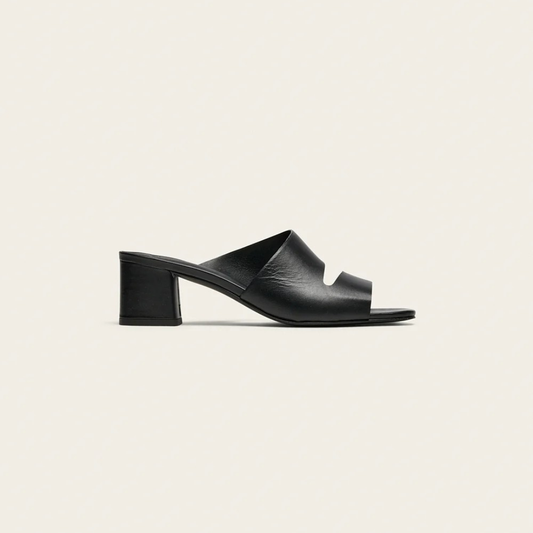 Mules en cuir femme avec talon carré élégant et confortable