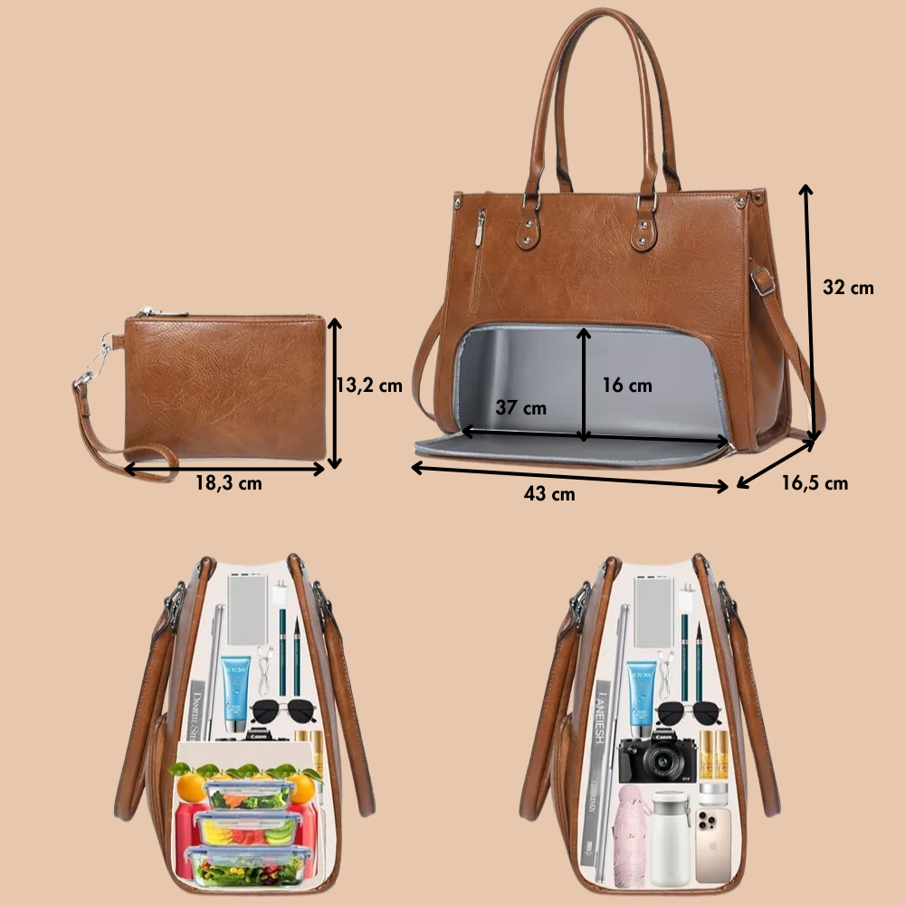 Elegante und praktische Tragetasche aus gestepptem Leder