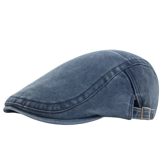 Béret plat homme en coton lavé