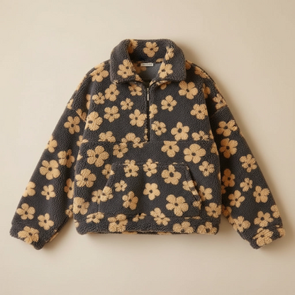 Sweat polaire femme à fleurs