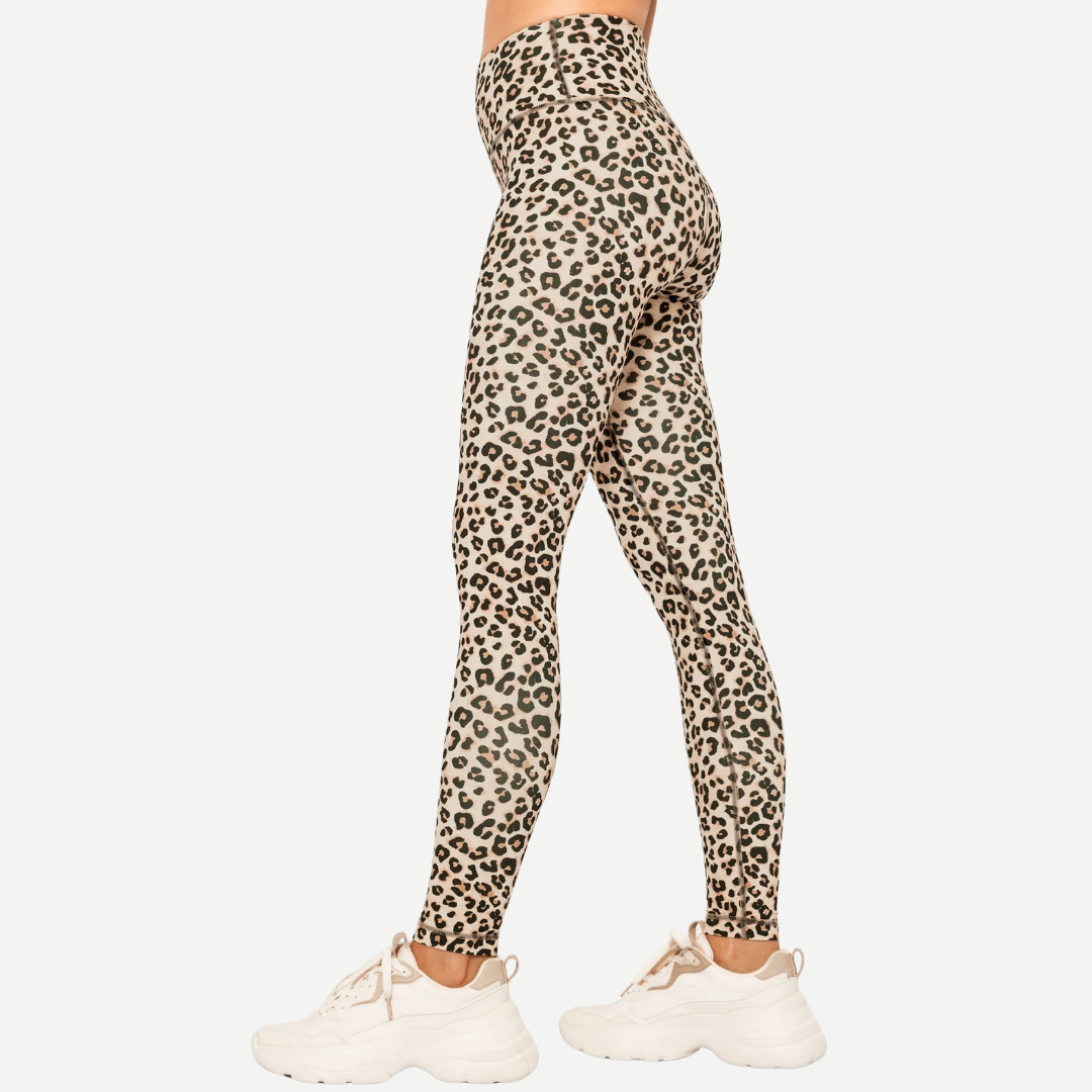 Sportleggings Damen High Waist Leo Print
