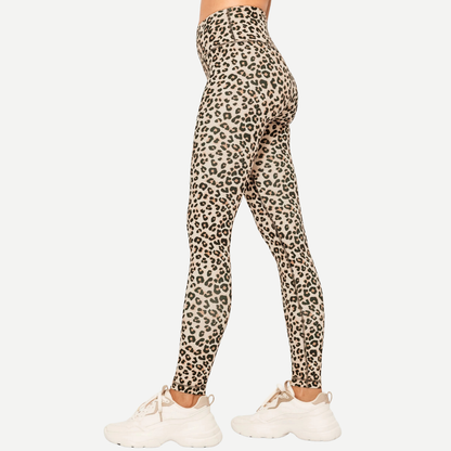 Sportleggings Damen High Waist Leo Print