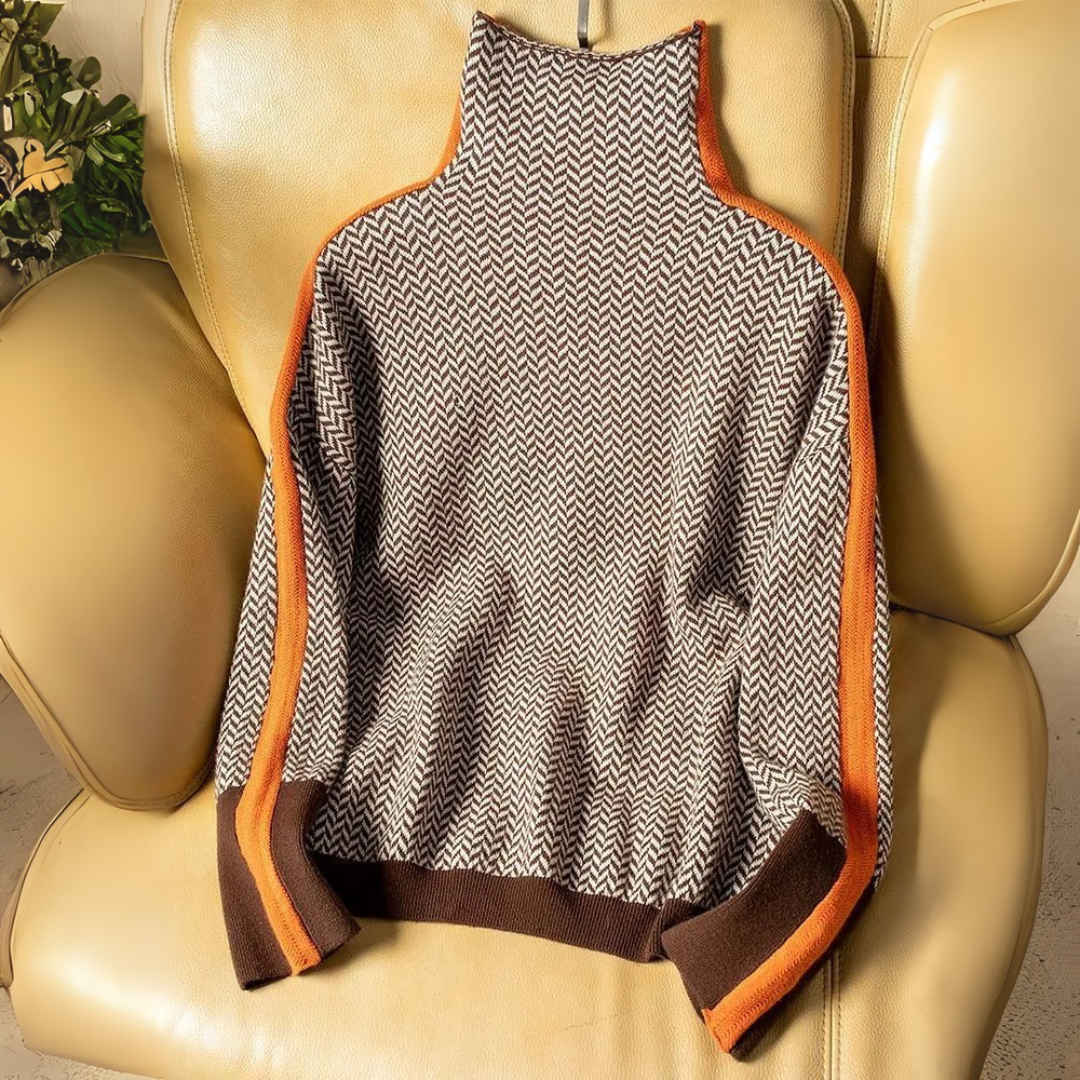 Pull à col montant rayé