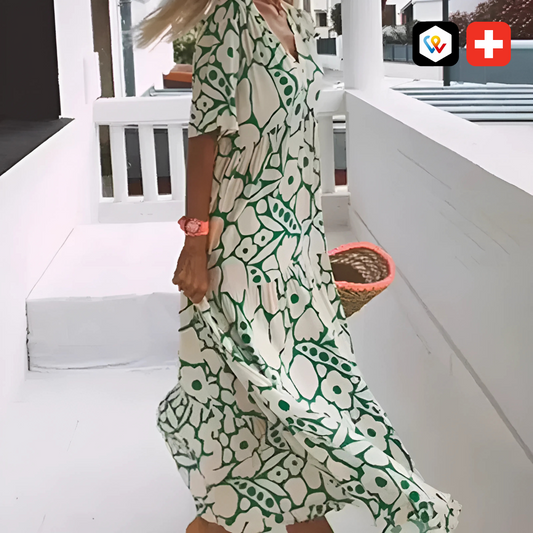 Robe longue fluide imprimée – coupe ample et estivale