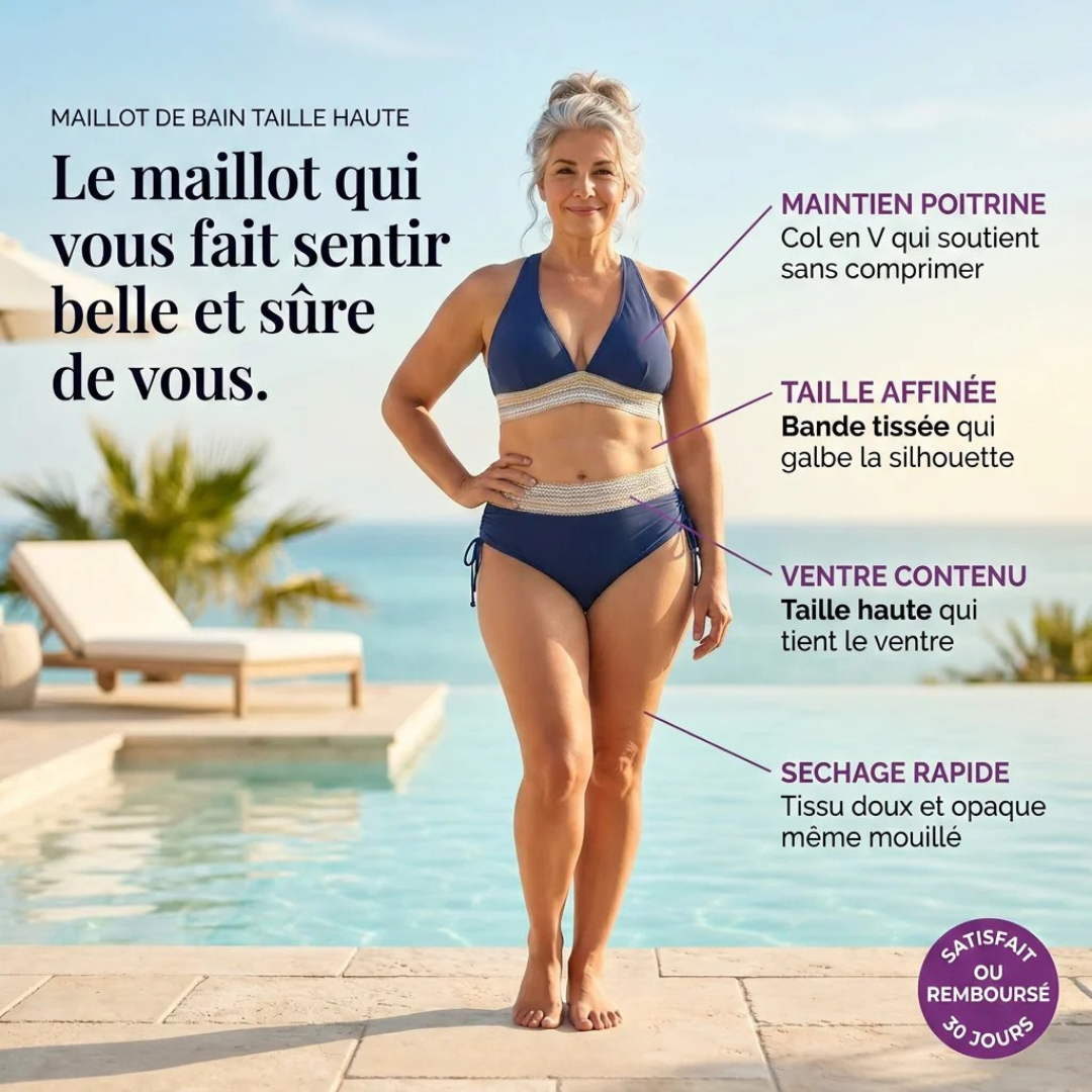 Bikini taille haute sculptant ventre plat