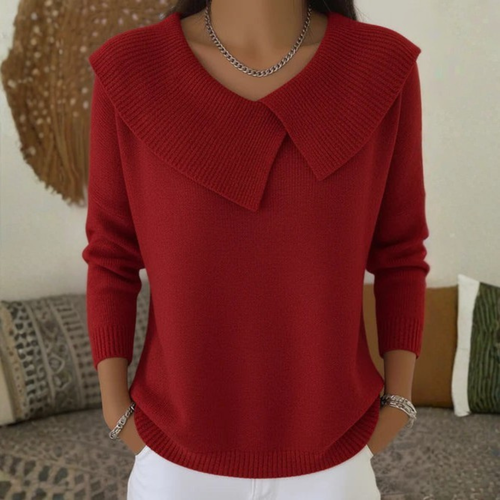 Warmer Pullover mit elegantem weichem Kragen
