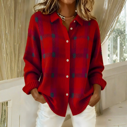 Cardigan Douillet À Carreaux