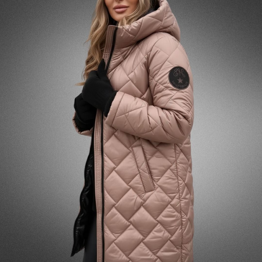 Manteau matelassé long à capuche