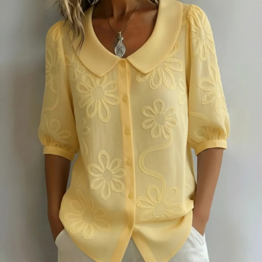 Damenbluse mit Blumenstickerei