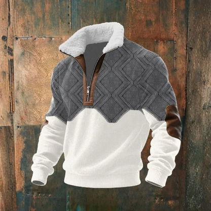 Pull zippé à col montant doublé