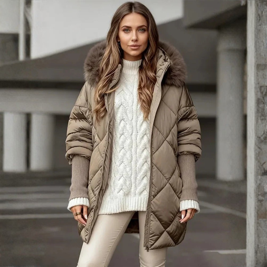 Manteau d'Hiver Quilté avec Capuche