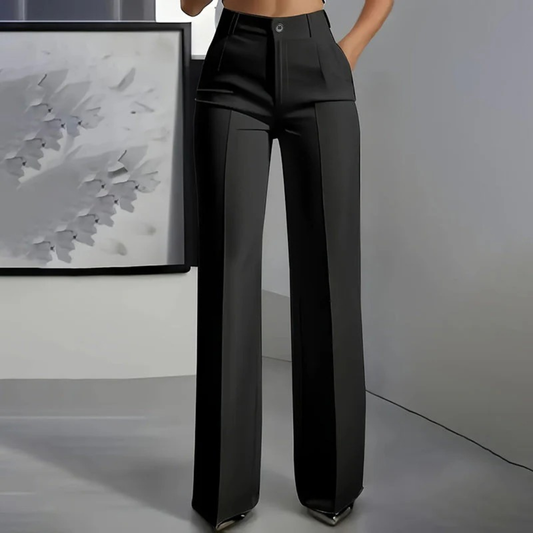 Pantalon taille haute élégant coupe droite femme