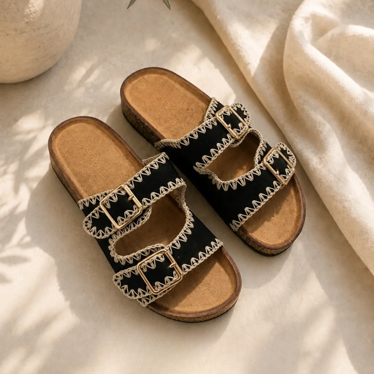 Elegante, bequeme Damensandalen mit verzierten Riemen