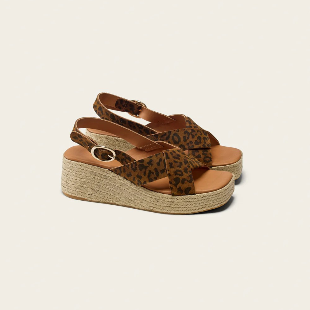 Espadrilles à plateforme motif léopard