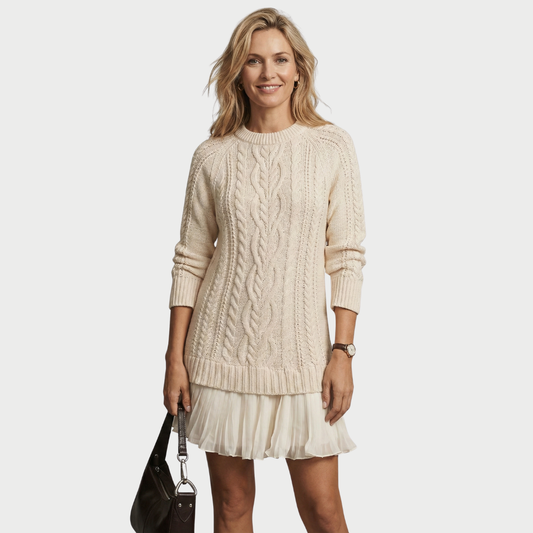 Robe pull en maille torsadée femme