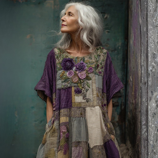 Robe Vintage à Broderies Florales