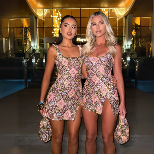 Robe de soirée asymétrique à sequins