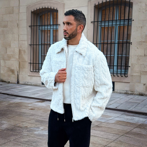 Weiße strukturierte Herrenjacke