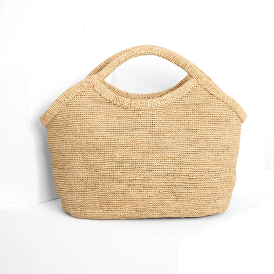 Sac cabas en raphia naturel tressé