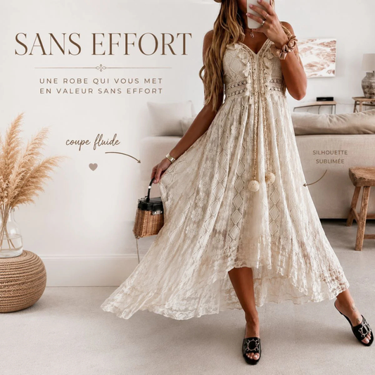 Langes, fließendes Sommerkleid aus Spitze – elegant und schick für Damen