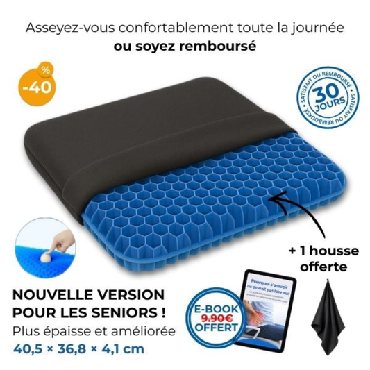 Coussin d’assise ergonomique en gel respirant