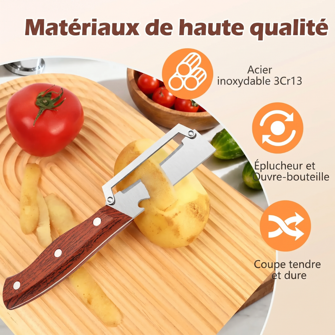 Éplucheur Multifonction en Bois