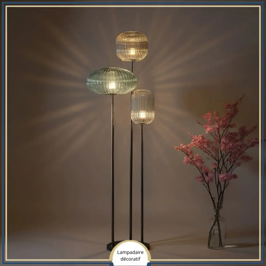 Lampadaire décoratif en verre texturé
