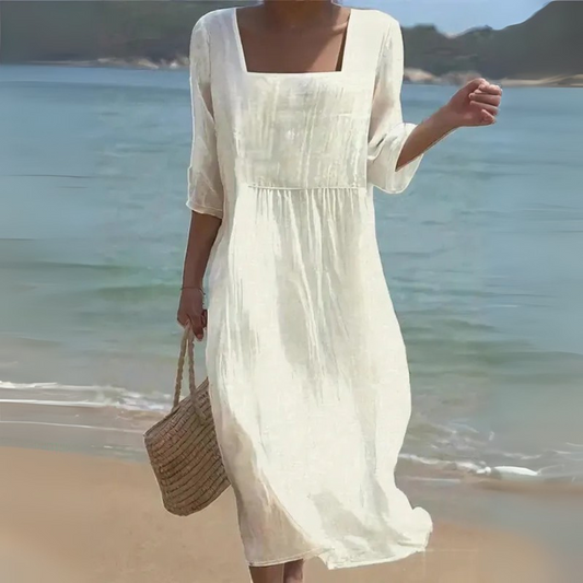 Langes Kleid im Boho-Stil mit Smocks