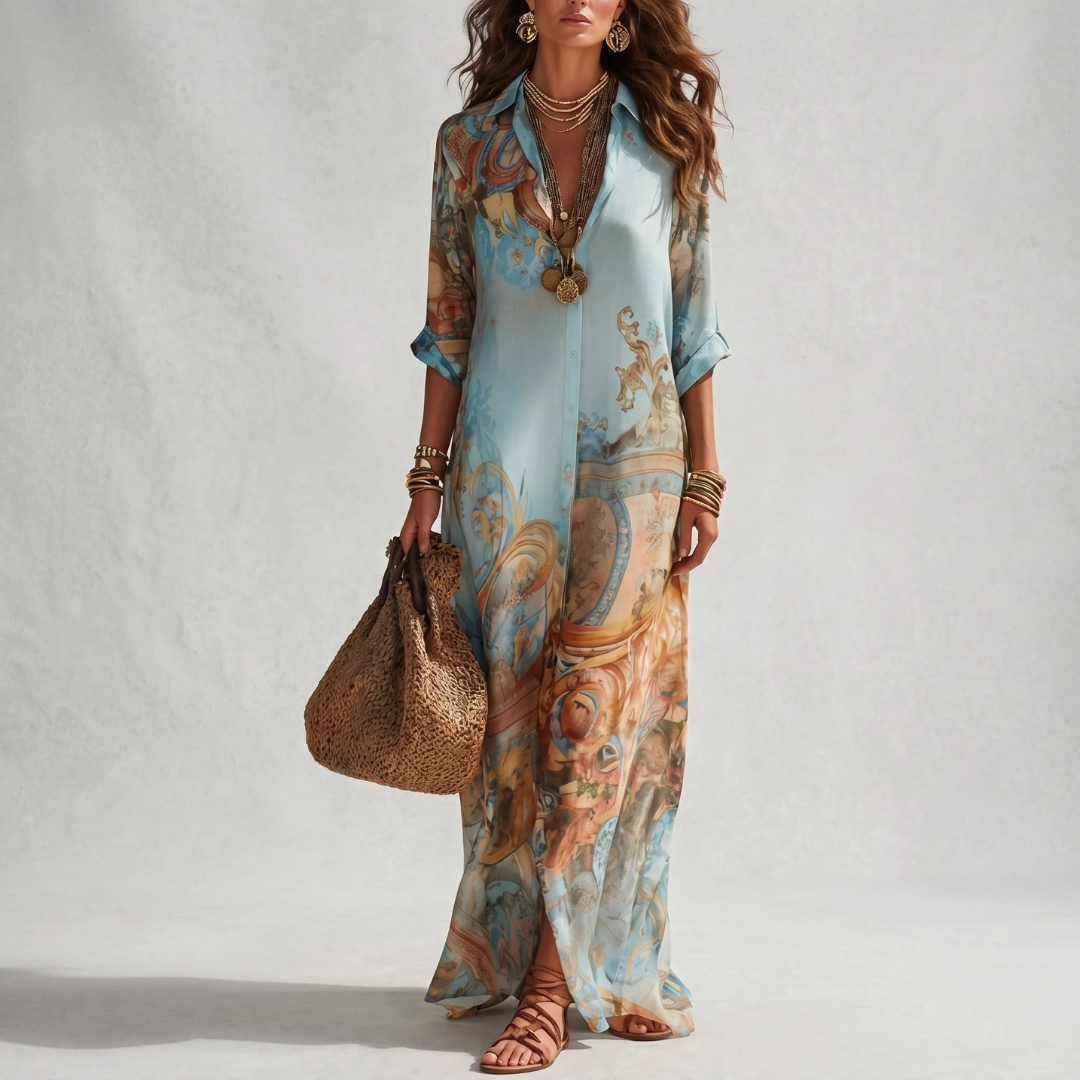 Elegantes, fließendes Sommerkleid im Boho-Stil
