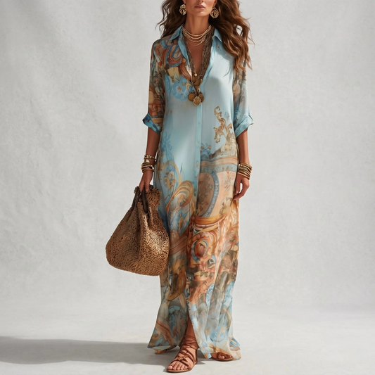 Robe longue fluide bohème d’été élégante