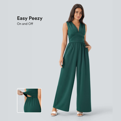 Eleganter ärmelloser Overall aus Satin