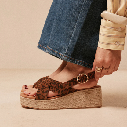Espadrilles à plateforme motif léopard