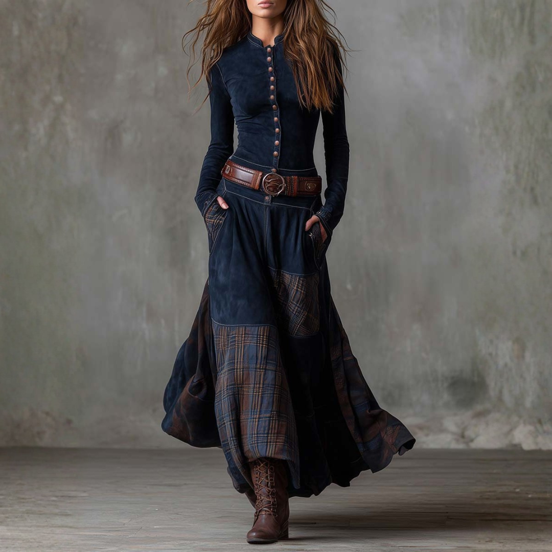 Elegantes langes Kleid mit langen Ärmeln