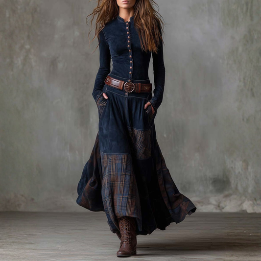 Elegantes langes Kleid mit langen Ärmeln