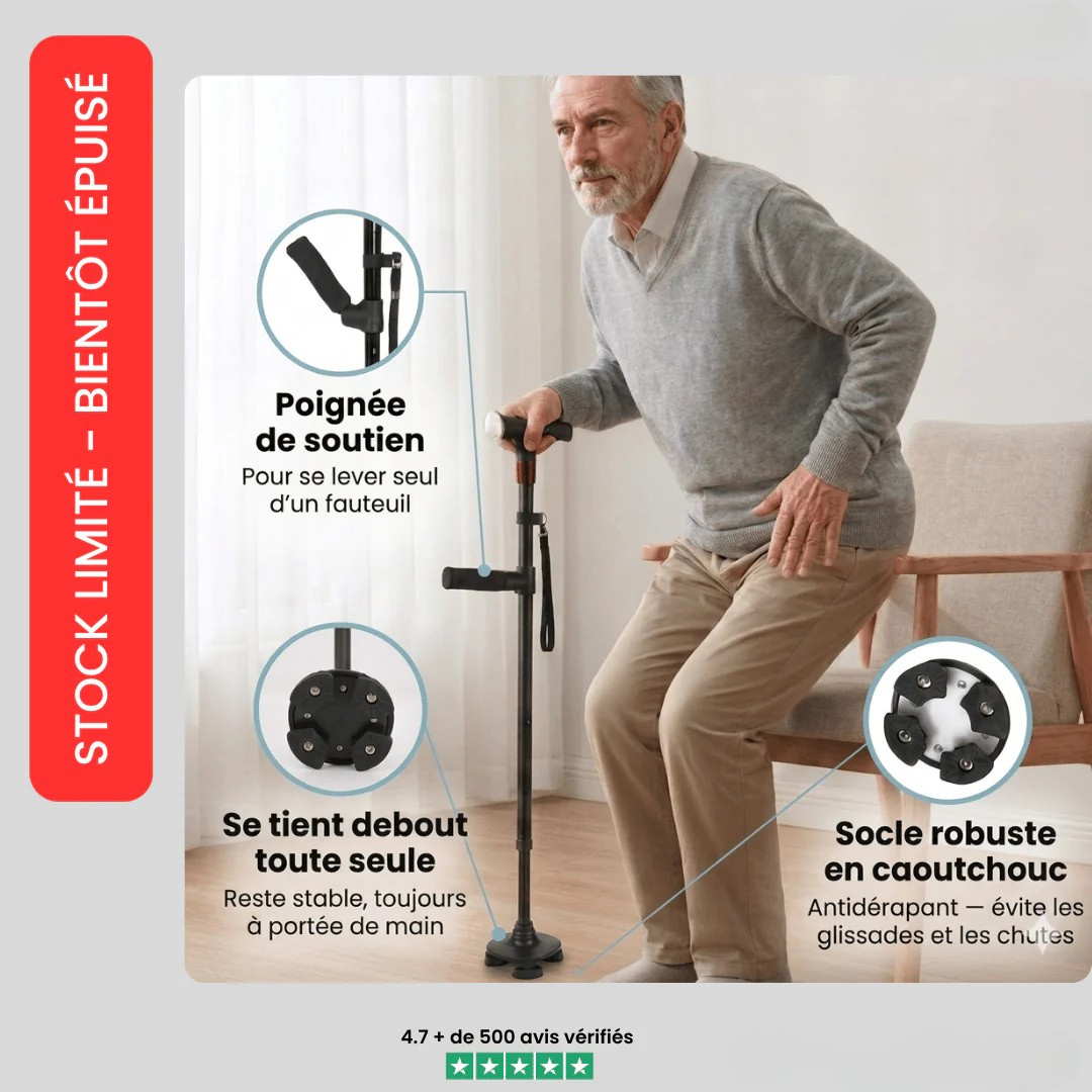 Canne de soutien pour marcher et se lever en toute sécurité