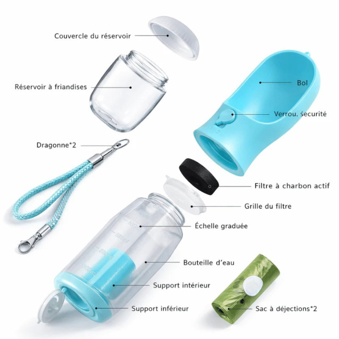 Tragbare 3-in-1-Trinkflasche für Haustiere