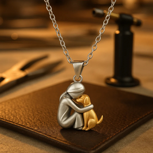 Collier cœur et chien élégant