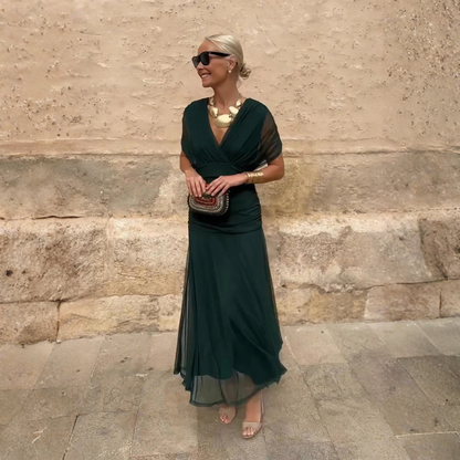 Robe longue fluide à manches 3/4